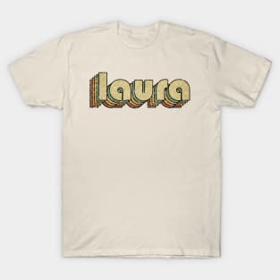 Laura // Vintage Rainbow Typography Style // 70s T-Shirt